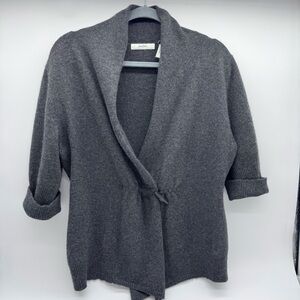 Neiman Marcus Gray Cashmere Open Front Women's Sweater with Toggle Closure,‎ XL